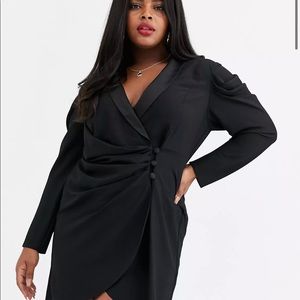 ASOS DESIGN Curve mini drape front tux dress